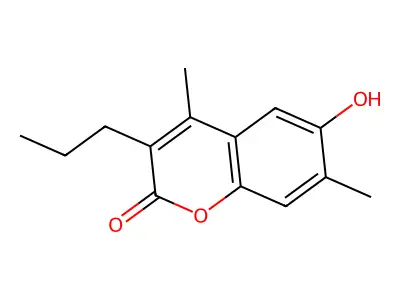 2H-1-Benzopyran-2-one, 4,7-dimethyl-6-hydroxy-3-propyl- structure