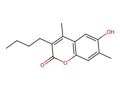 2H-1-Benzopyran-2-one, 3-butyl-4,7-dimethyl-6-hydroxy- structure