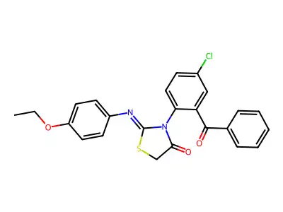 3-(2-Benzoyl-4-chlorophenyl)-2-((4-ethoxyphenyl)imino)-4-thiazolidinone structure