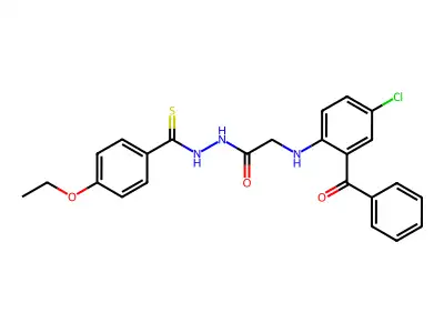 Glycine, N-(2-benzoyl-4-chlorophenyl)-, 2-((4-ethoxyphenyl)thioxomethyl)hydrazide structure
