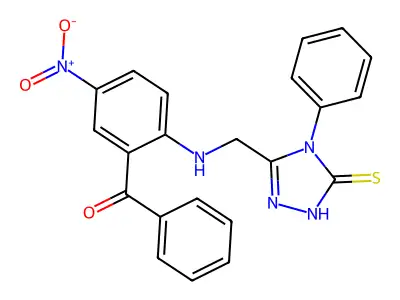2-((3-Mercapto-4-phenyl-1,2,4-triazol-5-yl)methylamino)-5-nitrobenzophenone structure