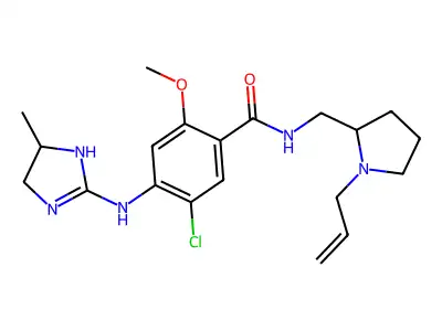 Benzamide, 5-chloro-4-((4,5-dihydro-4-methyl-1H-imidazol-2-yl)amino)-2-methoxy-N-((1-(2-propenyl)-2-pyrrolidinyl)methyl)- structure
