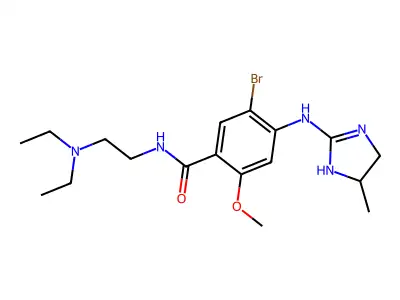 N-(2-Diethylaminoethyl)-2-methoxy-4-(4,5-dihydro-4-methylimidazol-2-ylamino)-5-bromobenzamide structure