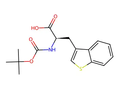 (S)-3-(Benzo[b]thiophen-3-yl)-2-((tert-butoxycarbonyl)amino)propanoic acid structure