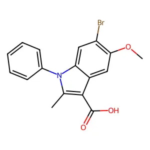 6-Bromo-5-methoxy-2-methyl-1-phenyl-1H-indole-3-carboxylic acid structure