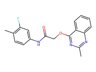 N-(3-fluoro-4-methylphenyl)-2-[(2-methylquinazolin-4-yl)oxy]acetamide structure