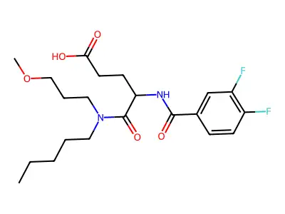 (+-)-4-((3,4-Difluorobenzoyl)amino)-5-((3-methoxypropyl)pentylamino)-5-oxopentanoic acid structure