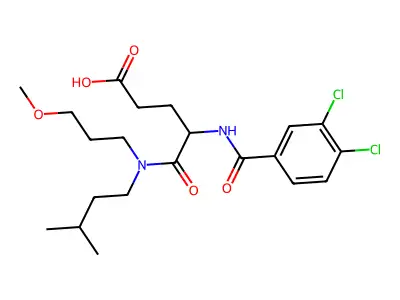 4-[(3,4-dichlorobenzoyl)amino]-5-[3-methoxypropyl(3-methylbutyl)amino]-5-oxopentanoic acid structure