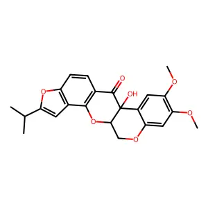 (1)Benzopyrano(3,4-b)furo(2,3-h)(1)benzopyran-6(6aH)-one,12,12a-dihydro-6a-hydroxy-8,9-dimethoxy-2-(1-methylethyl)-, (6aS-cis)- structure