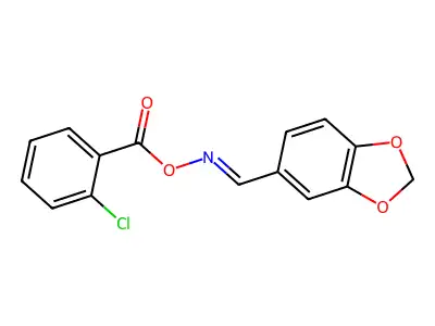 (1,3-Benzodioxol-5-ylmethylideneamino) 2-chlorobenzoate structure