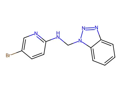 N-(benzotriazol-1-ylmethyl)-5-bromopyridin-2-amine structure
