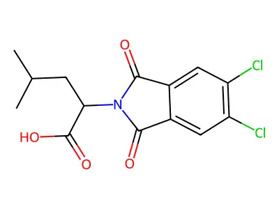 2-(5,6-dichloro-1,3-dioxo-1,3-dihydro-2H-isoindol-2-yl)-4-methylpentanoic acid structure