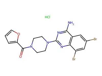 1-(4-Amino-6,8-dibromo-2-quinazolinyl)-4-(2-furanylcarbonyl)piperazine hydrochloride structure