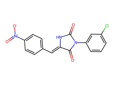 2,4-Imidazolidinedione, 3-(3-chlorophenyl)-5-(4-nitrophenylmethylene)- structure