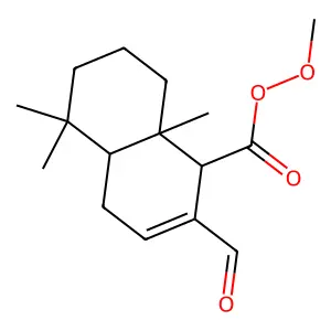 1-Naphthalenecarboxylic acid, 2-formyl-1,4,4a,5,6,7,8,8a-octahydro-1-hydroxy-5,5,8a-trimethyl-, methyl ester, (1S-(1alpha,4aalpha,8abeta))- structure
