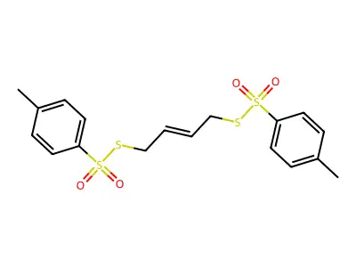 1-methyl-4-[(E)-4-(p-tolylsulfonylsulfanyl)but-2-enyl]sulfanylsulfonyl-benzene structure