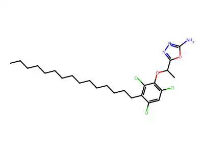 1,3,4-Oxadiazol-2-amine, 5-(1-(2,4,6-trichloro-3-pentadecylphenoxy)ethyl)- structure