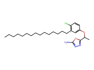 1,3,4-Oxadiazol-2-amine, 5-(1-(4-chloro-3-pentadecylphenoxy)ethyl)- structure