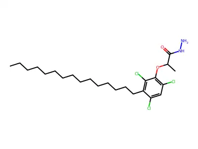 Propanoic acid, 2-(2,4,6-trichloro-3-pentadecylphenoxy)-, hydrazide structure