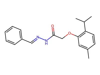 N-(benzylideneamino)-2-(5-methyl-2-propan-2-ylphenoxy)acetamide structure