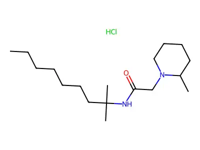 1-Piperidineacetamide, N-(1,1-dimethyloctyl)-2-methyl-, hydrochloride structure