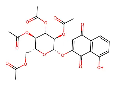 1,4-Naphthalenedione, 8-hydroxy-2-((2,3,4,6-tetra-O-acetyl-beta-D-glucopyranosyl)oxy)- structure