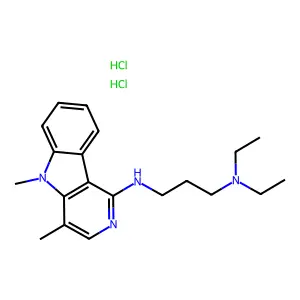 1,3-Propanediamine, N'-(4,5-dimethyl-5H-pyrido(4,3-b)indol-1-yl)-N,N-diethyl-, dihydrochloride structure