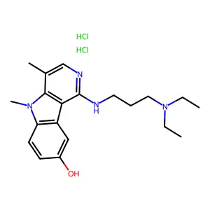 5H-Pyrido(4,3-b)indol-8-ol, 1-((3-(diethylamino)propyl)amino)-4,5-dimethyl-, dihydrochloride structure