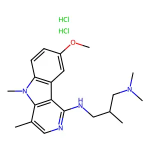 1-(3-Dimethylamino-2-methylpropyl)amino-4,5-dimethyl-8-methoxy-5H-pyrido(4,3-b)indole dihydrochloride structure