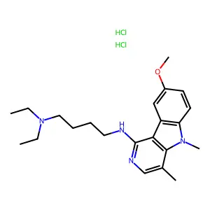 1,4-Butanediamine, N,N-diethyl-N'-(8-methoxy-4,5-dimethyl-5H-pyrido(4,3-b)indol-1-yl)-, dihydrochloride structure