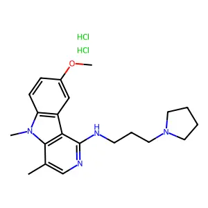 5H-Pyrido(4,3-b)indol-1-amine, 8-methoxy-4,5-dimethyl-N-(3-(1-pyrrolidinyl)propyl)-, dihydrochloride structure