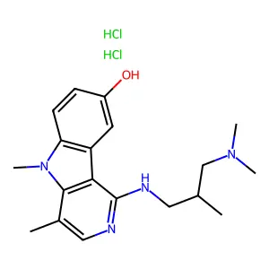 1-(3-Dimethylamino-2-methylpropyl)amino-4,5-dimethyl-5H-pyrido(4,3-b)indole dihydrochloride structure