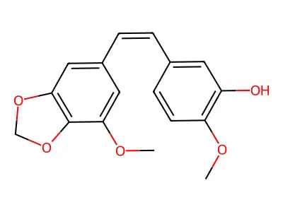 Phenol, 2-methoxy-5-[(1E)-2-(7-methoxy-1,3-benzodioxol-5-yl)ethenyl]- structure