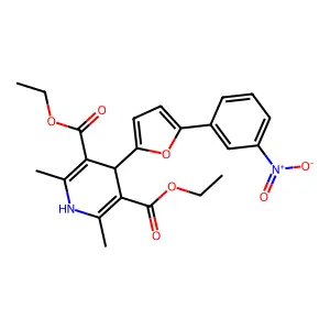 diethyl 2,6-dimethyl-4-[5-(3-nitrophenyl)furan-2-yl]-1,4-dihydropyridine-3,5-dicarboxylate structure
