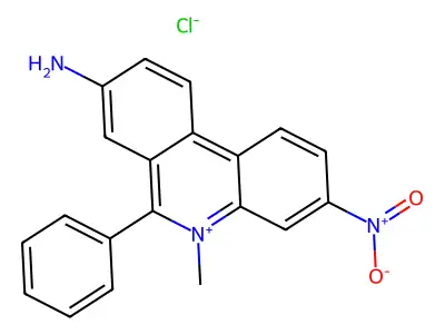 8-Amino-5-methyl-3-nitro-6-phenylphenanthridin-5-ium chloride structure