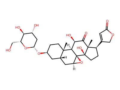 3-[(2-Deoxyhexopyranosyl)oxy]-11,14-dihydroxy-12-oxo-7,8-epoxycard-20(22)-enolide structure