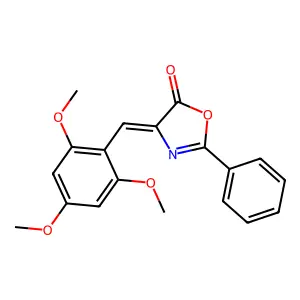 2-phenyl-4-(1-(2,4,6-trimethoxyphenyl)methylidene)-4H-oxazol-5-one structure