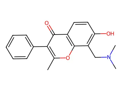 8-((dimethylamino)methyl)-7-hydroxy-2-methyl-3-phenyl-4H-chromen-4-one structure