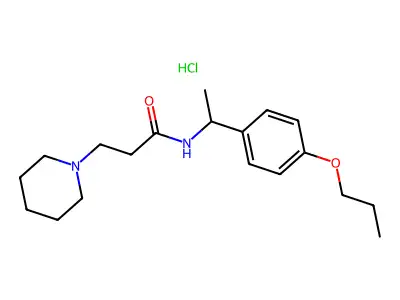 1-Piperidinepropionamide, N-(alpha-methyl-p-propoxybenzyl)-, hydrochloride structure