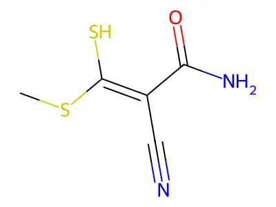 2-Cyano-3-methylsulfanyl-3-sulfanylprop-2-enamide structure