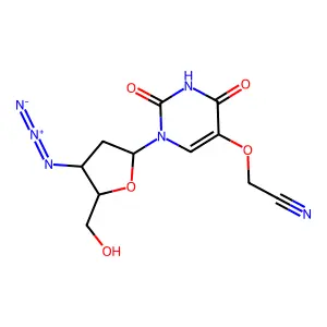 3'-Azido-2',3'-dideoxy-5-((cyanomethyl)oxy)uridine structure