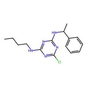1,3,5-Triazine-2,4-diamine, N-butyl-6-chloro-N'-(1-phenylethyl)- structure