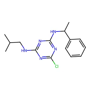 1,3,5-Triazine-2,4-diamine, 6-chloro-N-(2-methylpropyl)-N'-(1-phenylethyl)- structure