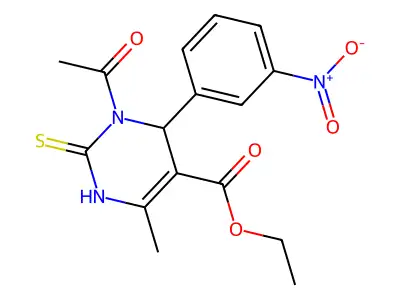 ET 3-AC-6-ME-4-(3-Nitro-PH)-2-thioxo-1,2,3,4-tetrahydro-5-pyrimidinecarboxylate structure