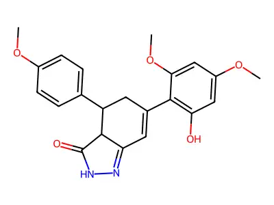 2,3a,4,5-Tetrahydro-6-(2-hydroxy-4,6-dimethoxyphenyl)-4-(4-methoxyphenyl)-3H-indazol-3-one structure