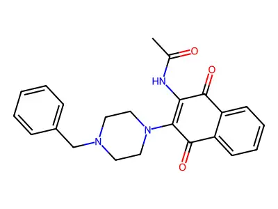 N-[3-(4-benzylpiperazin-1-yl)-1,4-dioxonaphthalen-2-yl]acetamide structure