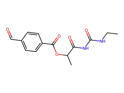 [1-(Ethylcarbamoylamino)-1-oxopropan-2-yl] 4-formylbenzoate structure