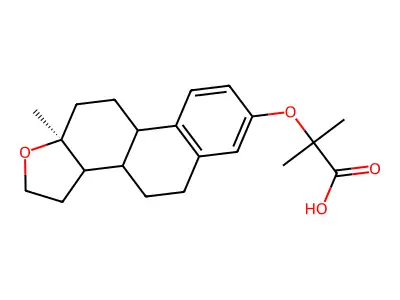Propionic acid, 2-methyl-2-((17-oxo-1,3,5(10)-estratrien-3-yl)oxy)- structure