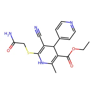 ethyl 6-[(2-amino-2-oxoethyl)sulfanyl]-5-cyano-2-methyl-1,4-dihydro-4,4'-bipyridine-3-carboxylate structure