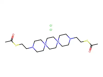 N,N'''-Di-(beta-(acetylthio)ethyl)-N',N''-dispirotripiperazinium dichloride structure